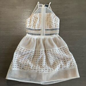 Marciano White Beige Mini Dress Mesh Cut Out Halter 0